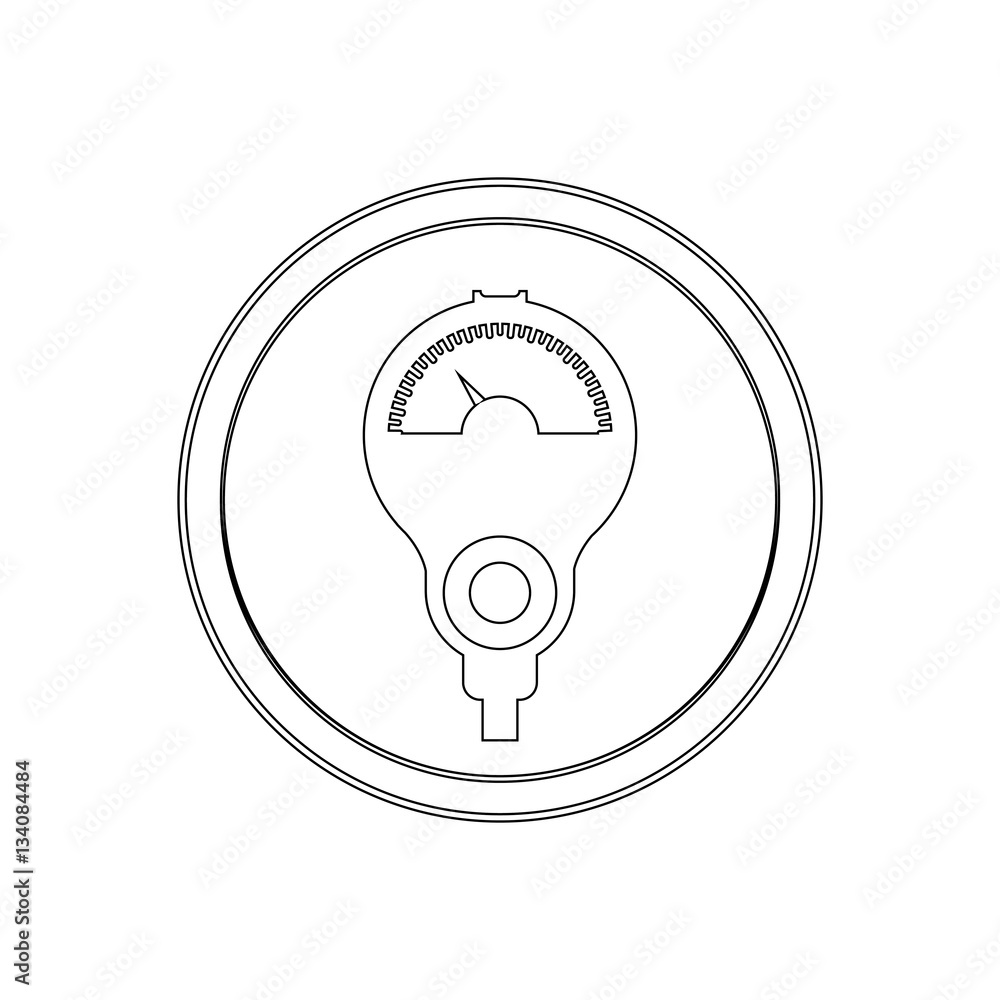 silhouette circular shape with parking meter icon flat vector ...