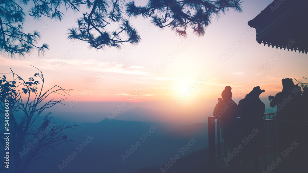 custom made wallpaper toronto digitalTourists photograph the sunrise in the morning on the mountain.