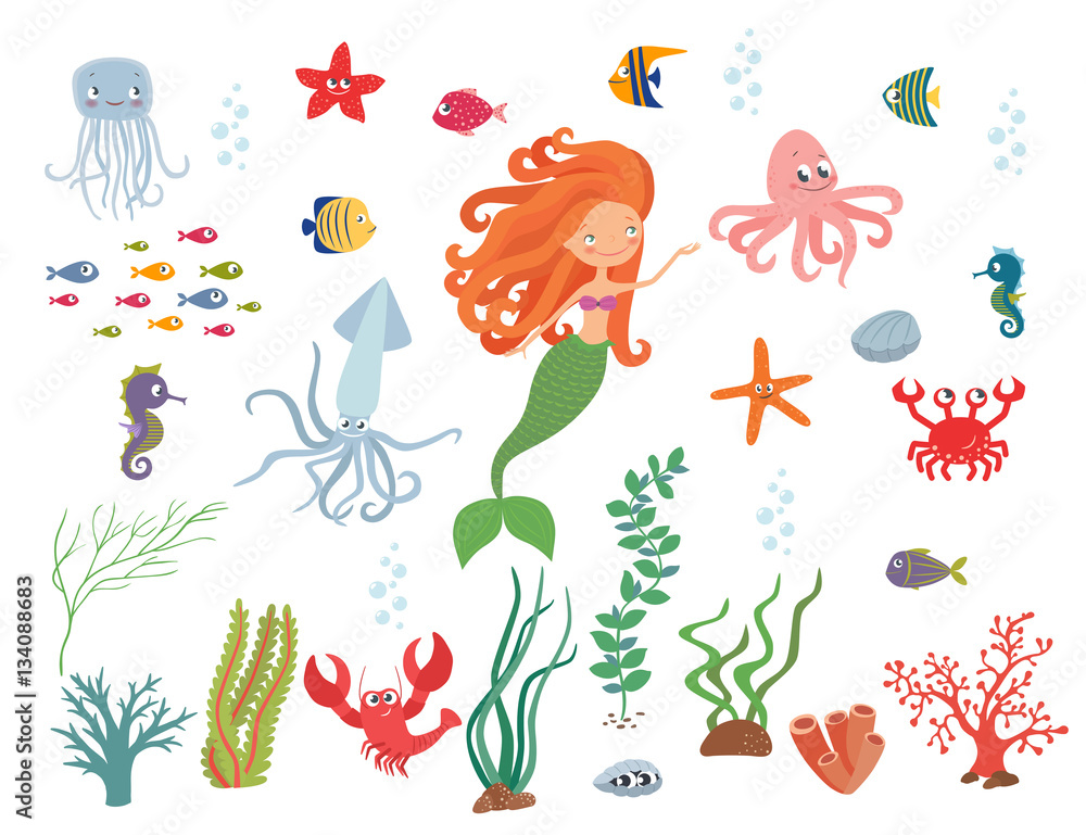 Fototapeta premium Underwater life collection