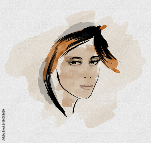 Portrait of a beautiful woman. Illustration in the style of draw
