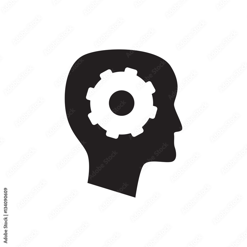 gear in head icon illustration gear in head icon illustration