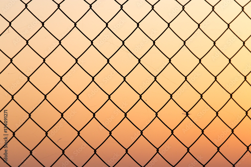 Fototapeta premium metal grid at sunset