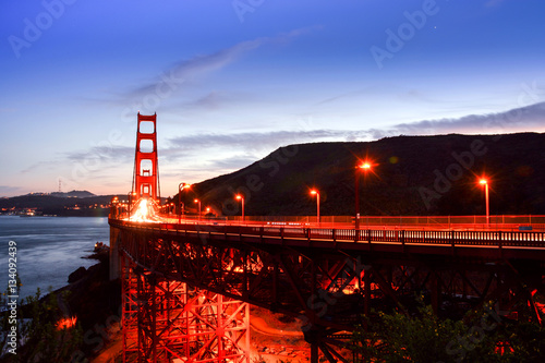 Golden Gate Bridge of San Francisco at the time of Sunset.