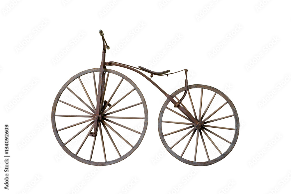 Old rusty vintage bicycle isolated