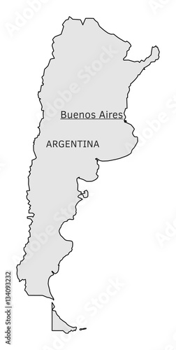 Argentina silhouette map with Buenos Aires capital