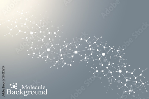 Modern Structure Molecule DNA. Atom. Molecule and communication background for medicine, science, technology, chemistry. Medical scientific backdrop.