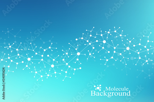 Modern Structure Molecule DNA. Atom. Molecule and communication background for medicine, science, technology, chemistry. Medical scientific backdrop.