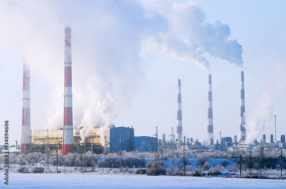 CHP and gas processing plant in the winter CHP and gas processing plant in the winter