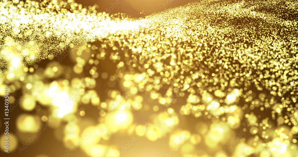 Gold particle wave with light flare