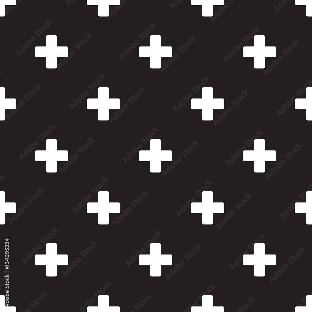 Seamless plus sign pattern on black Seamless plus sign pattern on black