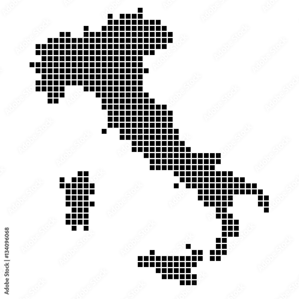 Карта Италии. Силуэт Италии в виде квадратных точек. Оригинальная абстрактная векторная иллюстрация.