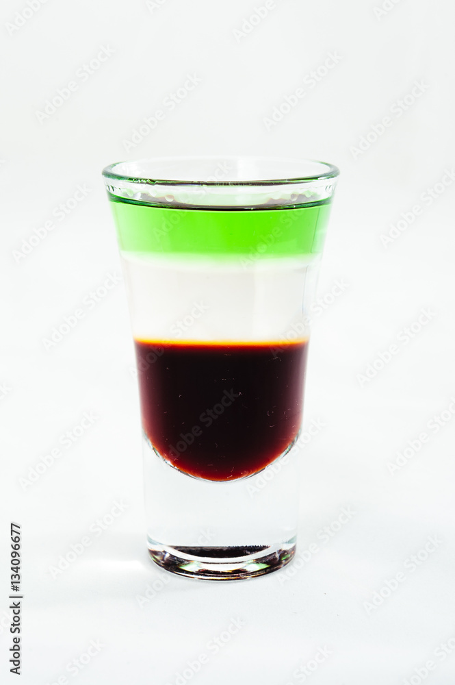 sliced shot cocktail isolated on white background sliced shot cocktail isolated on white background