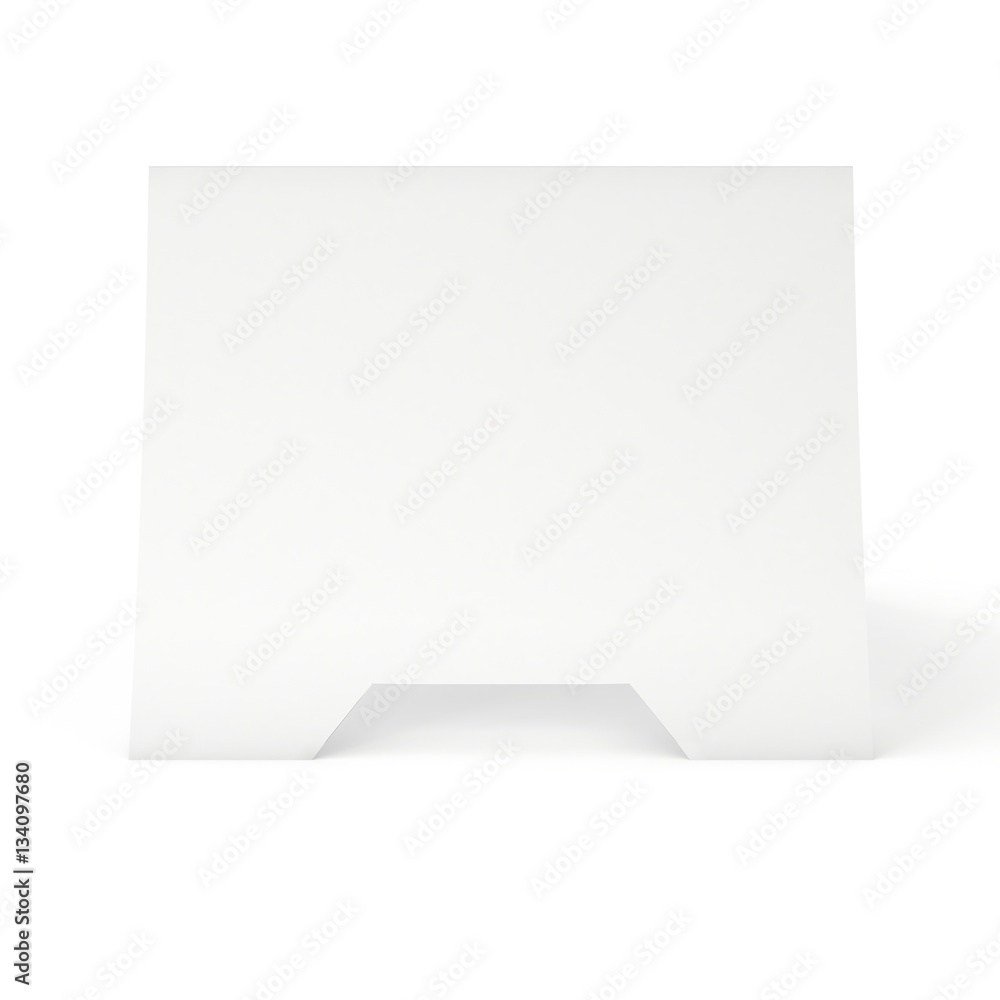 Blank paper tent card. 3d render illustration isolated. Table card mock up on white background. Blank paper tent card. 3d render illustration isolated. Table card mock up on white background.