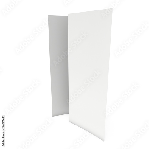 Blank paper triangle tent cards. 3d render illustration isolated. Table cards mock up on white background.