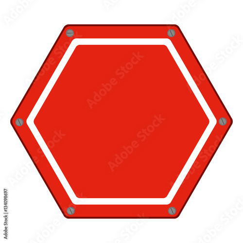 hexagon of road sign red icon flat vector illustration