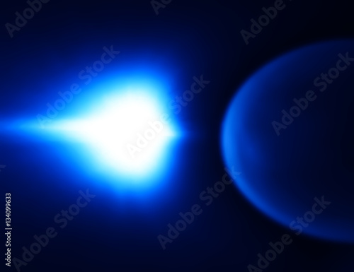 Space planet with light leak bokeh background