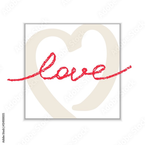 Banner with hand drawn word LOVE. Trendy doodle style calligraphy. Vector illustration