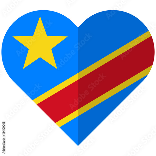 Democratic Republic of Congo flat heart flag