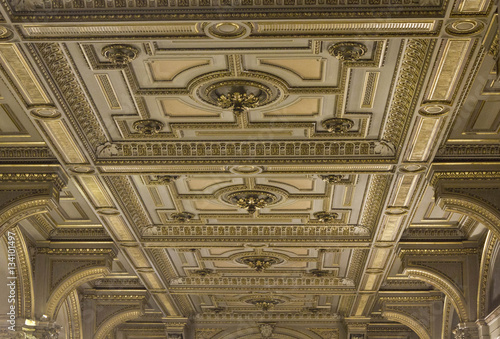 Architectural close up of the ornamental ceiling of Vienna Opera house