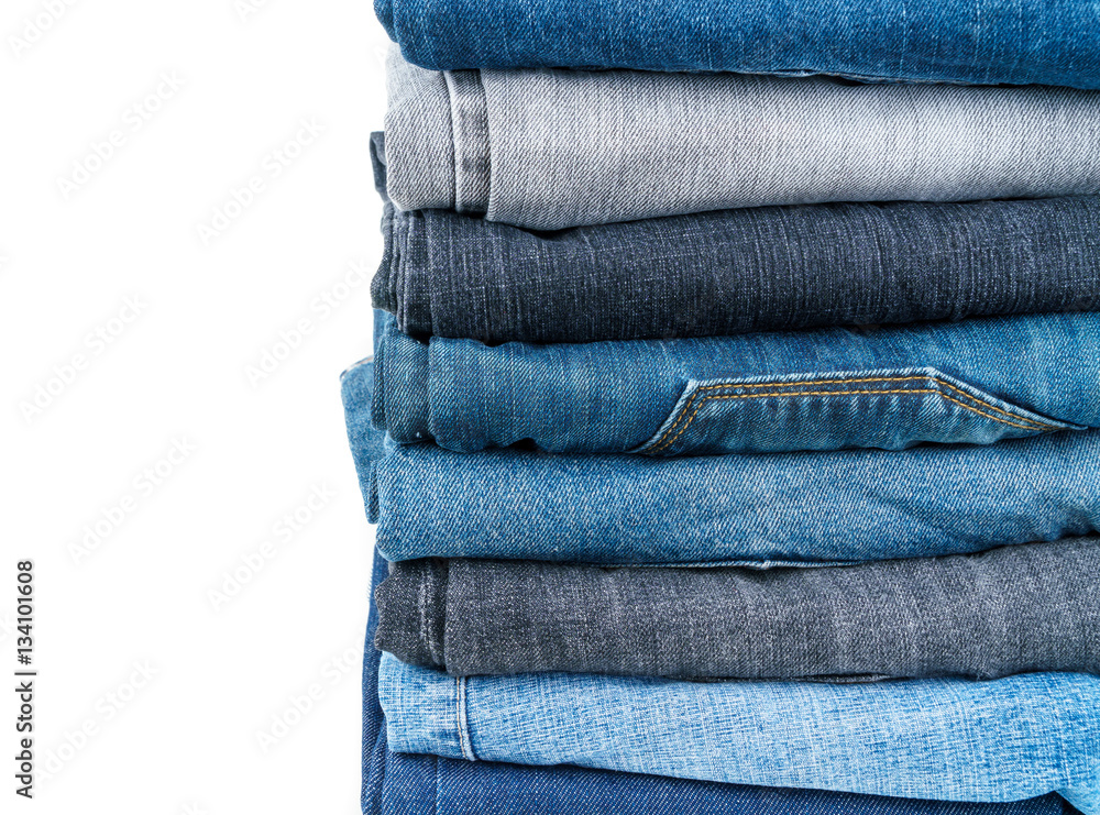 Lots of jeans stacked