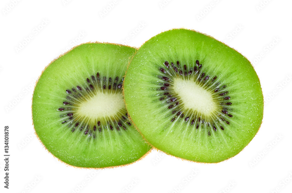 Slice of fresh kiwi fruit isolated on white background Slice of fresh kiwi fruit isolated on white background