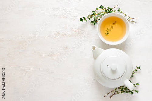 Thyme tea, top view photo