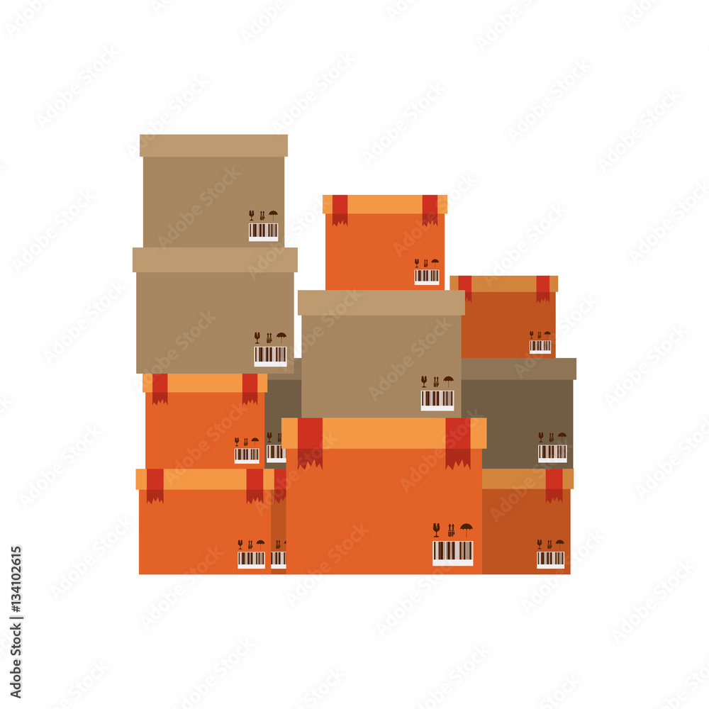 multiple boxes stacked and sealed vector illustration Stock ...