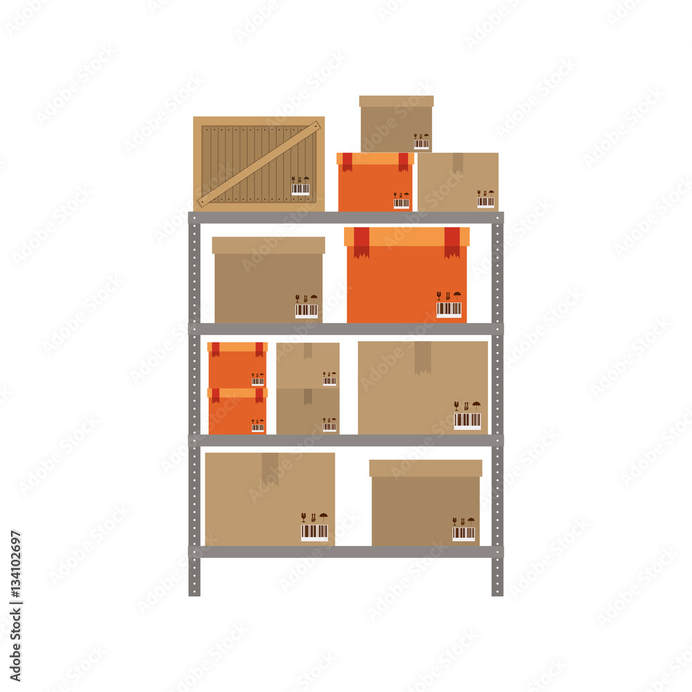 gray shelves with sealed package vector illustration gray shelves with sealed package vector illustration