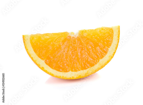Sliced orange fruit isolated on white background.