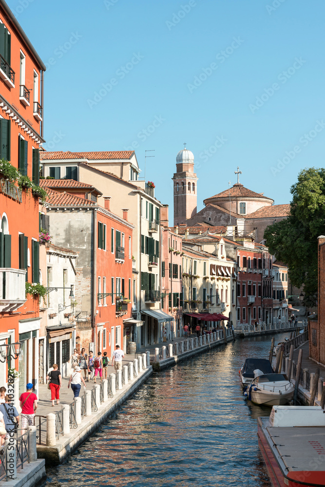 VENICE, ITALY - June 30, 2016. Beautiful view of water street an