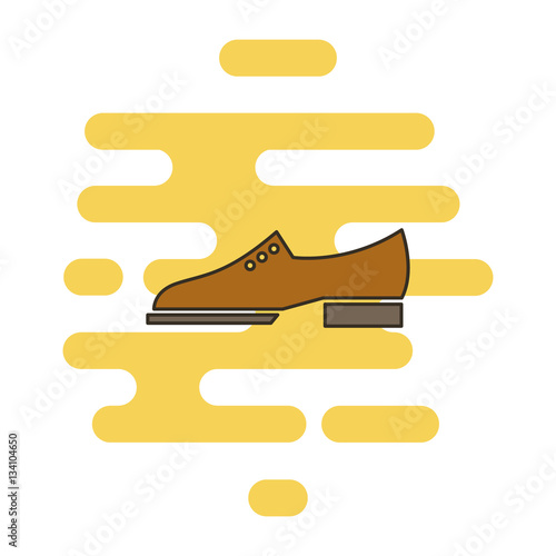 Brogue shoes color thin line icon. Cloud background