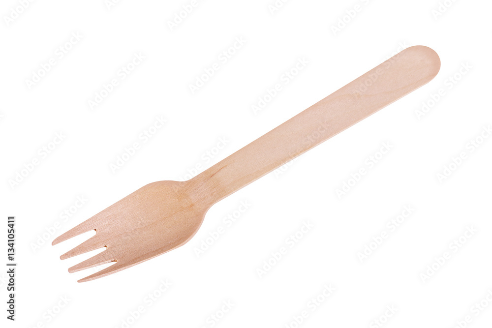 Wooden fork isolated on white Wooden fork isolated on white