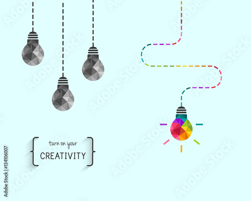 Creativity concept with colorful lightbulb as idea symbol