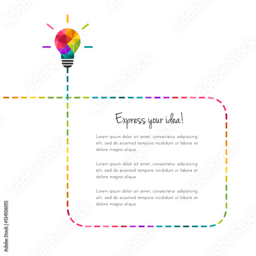 Abstract and creative text frame with low poly light bulb as idea concept