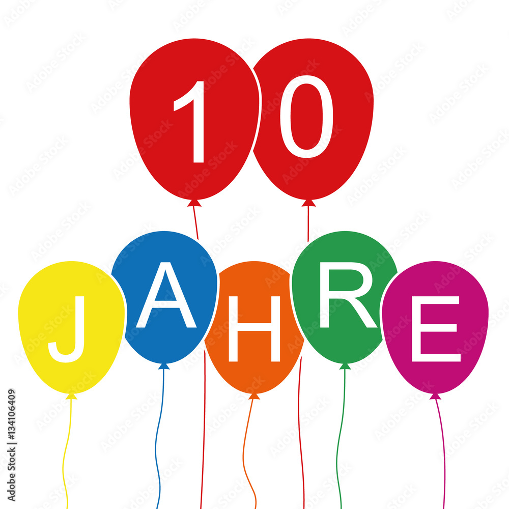 Luftballon Karte 10 Jahre Stock Vector | Adobe Stock