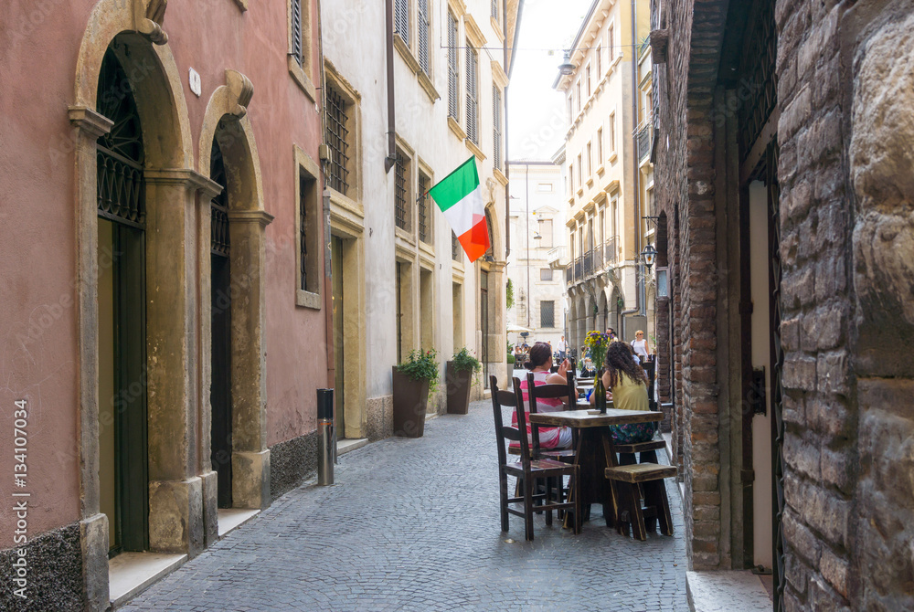 Verona, ITALY - September 3, 2016. Beautiful street view of  Ver