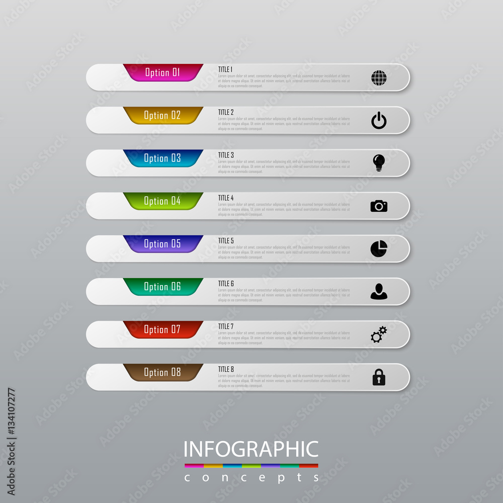 Infographic business concept with 8 options, parts, steps. Vector illustration can be used for diagram, chart, web design, presentation, advertising