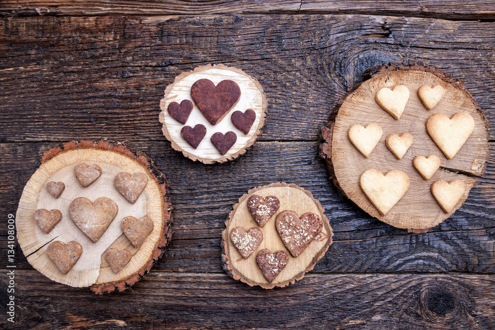 Delicious heart shaped cookies baked with love Delicious heart shaped cookies baked with love