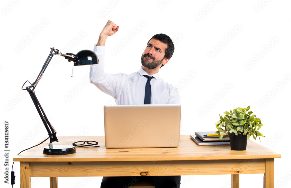 Lucky businessman in his office Lucky businessman in his office