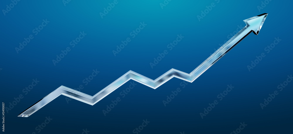 Fototapeta premium Blue digital arrow 3D rendering