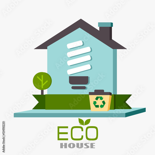 ecological use of resources and energy saving in the building. vector illustration