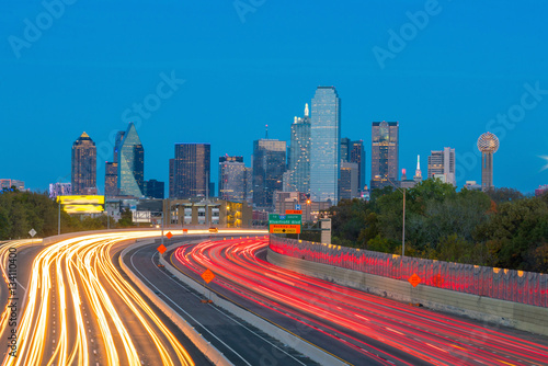 Dallas downtown skyline at twilight  Texas