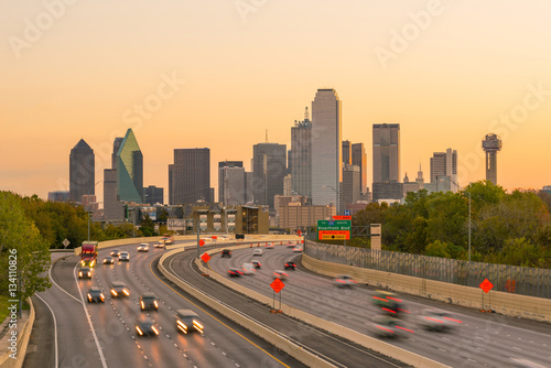 Dallas downtown skyline at twilight  Texas