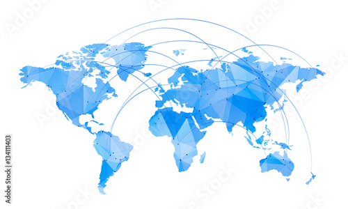 Vector map of world with trendy triangles design