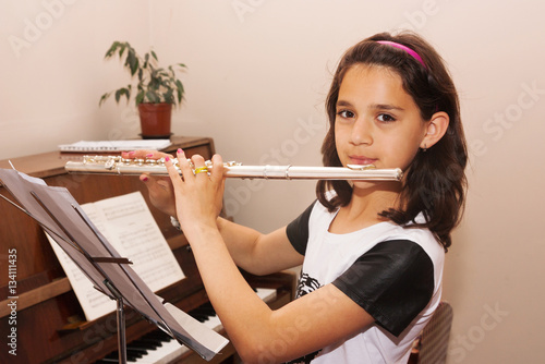 music school, flute and girl
