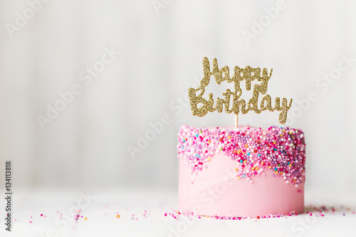 Canvas Print Pink birthday cake