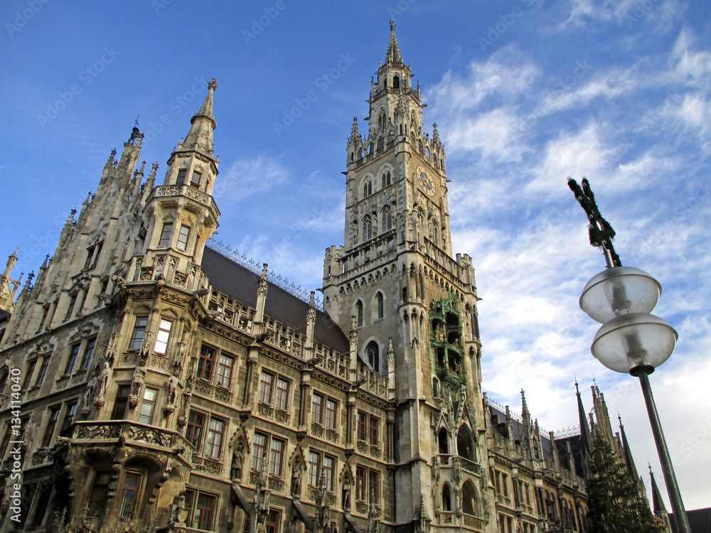 The Gorgeous New Town Hall or Neues Rathaus at Marienplatz in Munich, Bavaria, Germany 