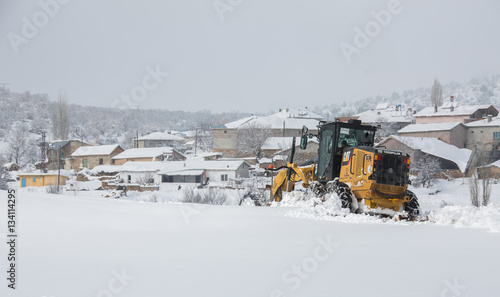 KONYA, TURKEY. January 1, 2011. Konya Metropolitan Municipality teams work in Konya, opening village roads that are closed due to snowfall.
