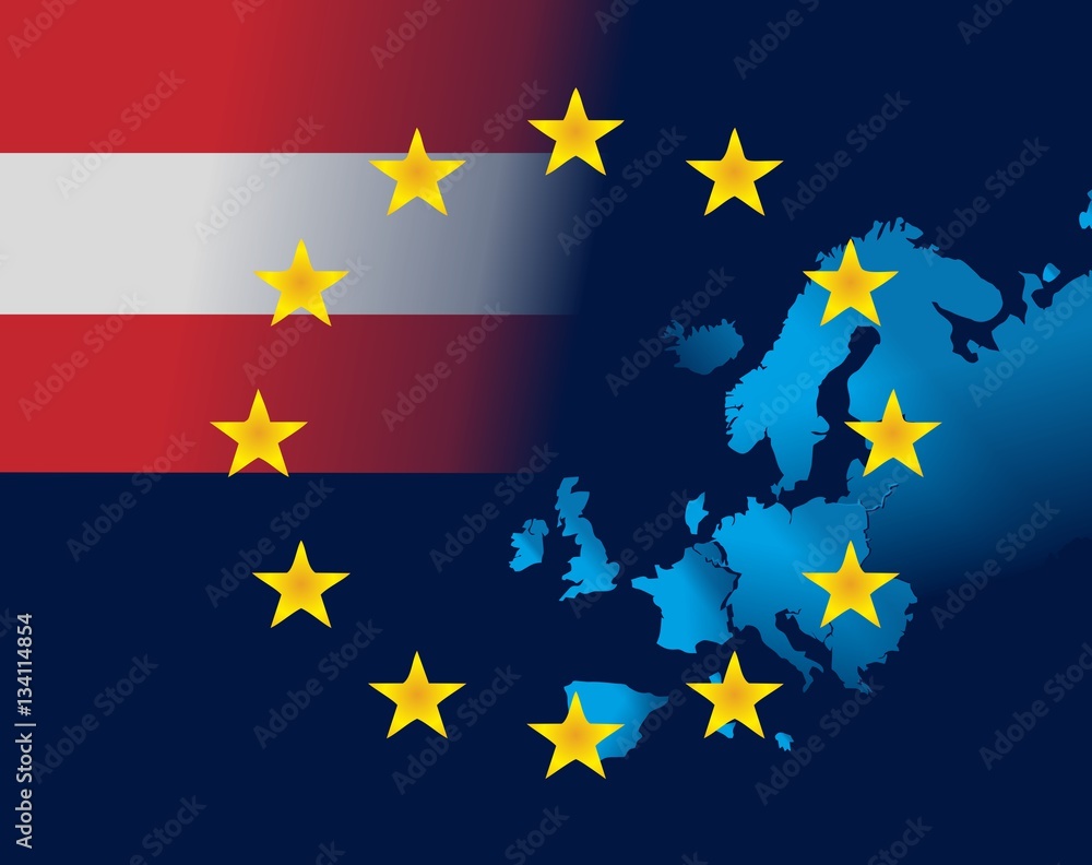 EU and flag of Austria EU and flag of Austria