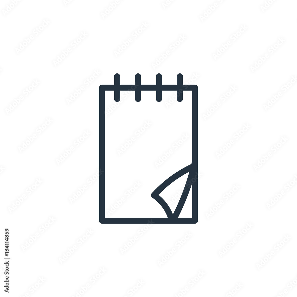 notepad web thin line icon on white background; minimalistic of notepad web thin line icon on white background; minimalistic of